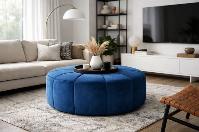 blue ottoman
