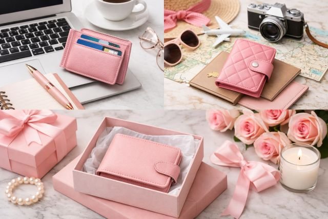 pink card holder