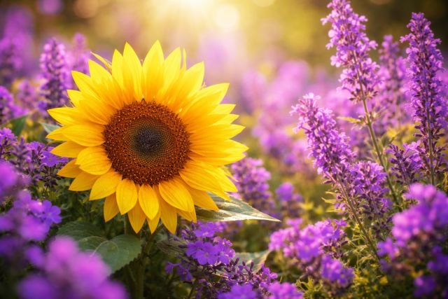 sunflower and purple