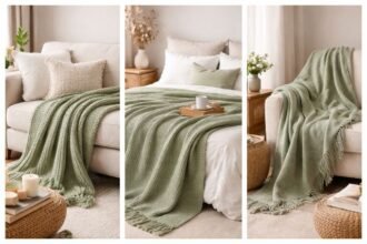 sage green throw